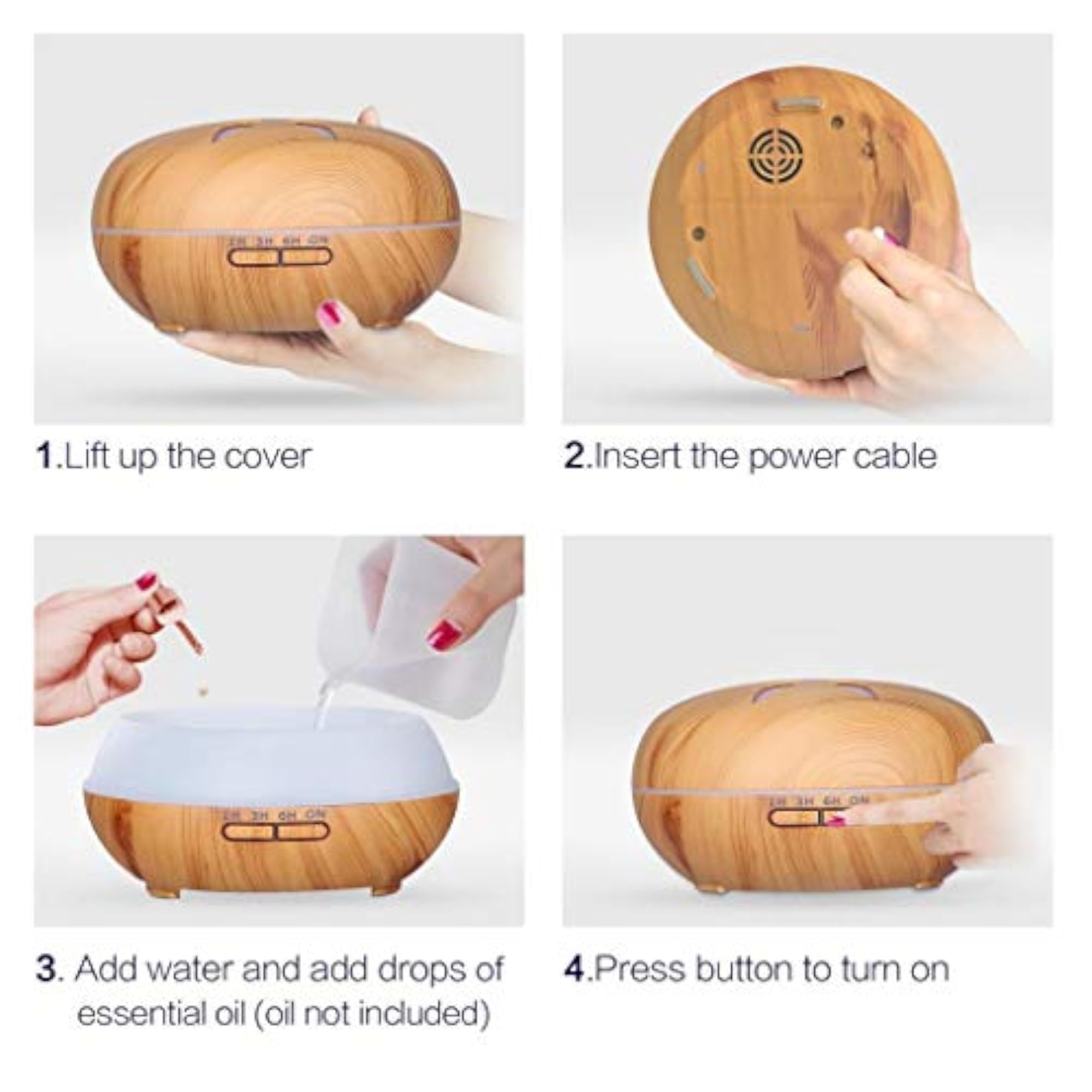 VMS British Plug Wood Grain Aroma Diffuser, 500ml